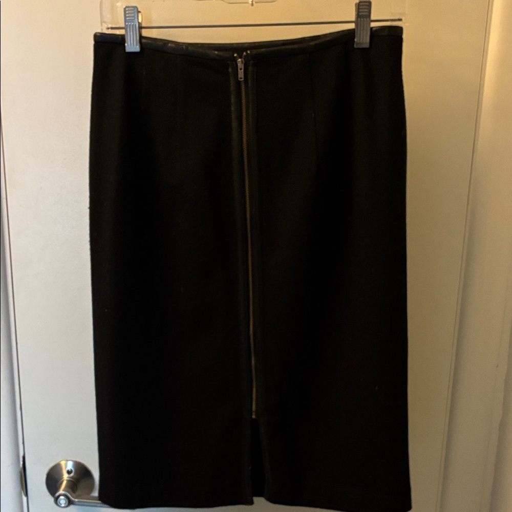 Teri Jon Classic Black Pencil Skirt with leather trimmed zipper